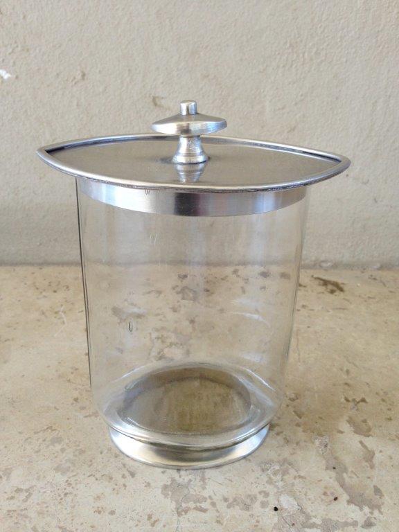 Oval Glass Canister With Pewter Lid And Bottom